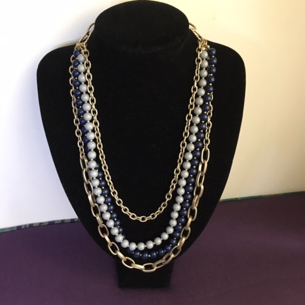 Four Strand Bead and Chain Necklace